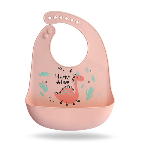 Soft and waterproof baby silicone scarf  cute cartoon print  baby items boys and girls adjustable bibs burp cloths