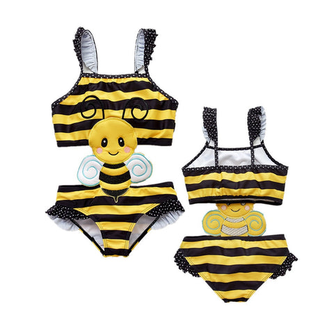 Honeyzone Summer Baby Girl Swimsuit Fused Polyester Spandex Cute Animal Kids Swimwear Baby Bikini Girl 1T-8T swimwear child