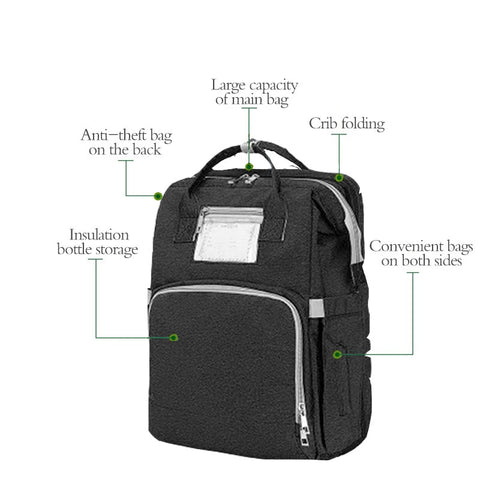 Umaubaby Diaper Bag Bed Large Capacity Maternity Bag baby bags for mom  3 in 1 foldable baby bed nappy bag Free baby mattress