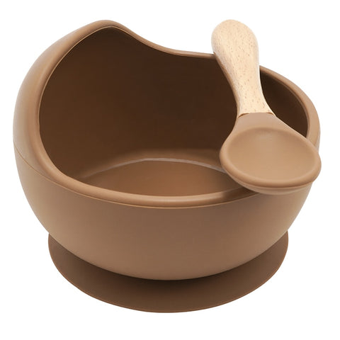 New Colors Feeding Set Food Grade Silicone Baby Bowl Set Non-silp Suction Bowl Spoon Kids Dinnerware BPA Free Tableware Dropship