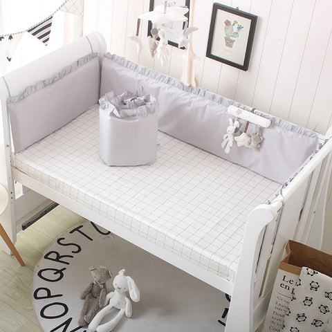5pcs Set Baby Sweet Pink Dot Cot Bumpers Bed Sheet Bed Surrounding Cotton Craddle Bedding Baby Bedroom Supplies