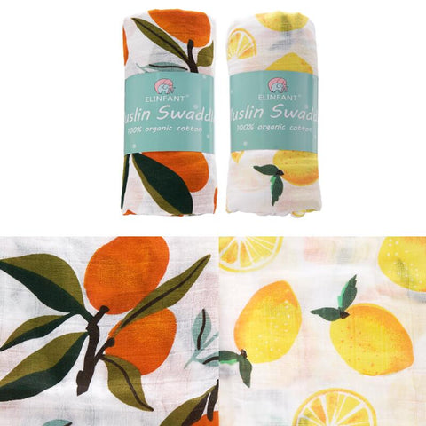 Elinfant 2pcs Muslin Cotton Swaddles washable baby blankets For Newborn Baby Blankets Black &amp; White Gauze Bath Towel
