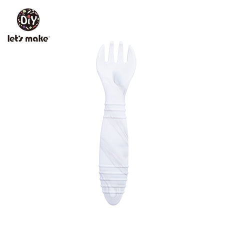 Let&#39;s Make Silicone Baby Feeding Set Waterproof Spoon Fork Non-Slip Feedings Tableware Baby Products Dinnerware For Kid BPA Free