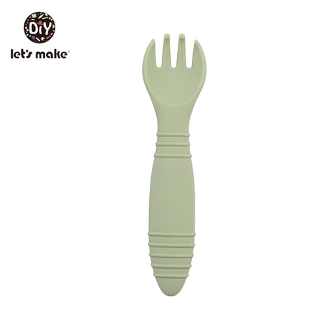 Let&#39;s Make Silicone Baby Feeding Set Waterproof Spoon Fork Non-Slip Feedings Tableware Baby Products Dinnerware For Kid BPA Free