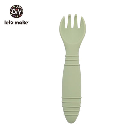 Let&#39;s Make Silicone Baby Feeding Set Waterproof Spoon Fork Non-Slip Feedings Tableware Baby Products Dinnerware For Kid BPA Free