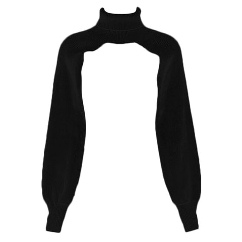 Women Lantern Long Sleeve Sweater Sexy Hollow Out Turtleneck Solid Color Crop Top Ribbed Knit Loose Shrug Cover Up