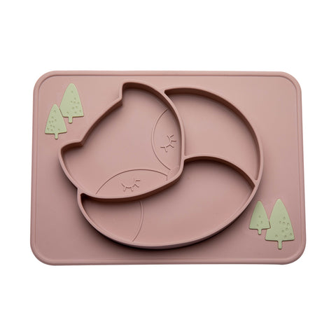 Silicone Baby Plate Food Grade Silicone Feeding Bowl Dining Plate  Cartoon Fox Dishes Suction Toddle Training Tableware Kid