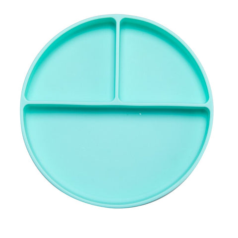 Fashion Solid Silicon Plate Set For Baby Kids Training Feeding Dinnerware Baby Learning Plate Set With Fork Spoon BPA Free