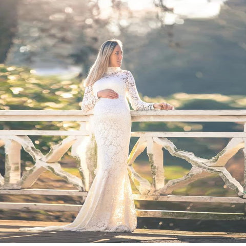 Baby Shower Lace Maternity Dresses For Photo Shoot Long Fancy Pregnancy Dress Elegence Pregnant Women Maxi Gown Photography Prop