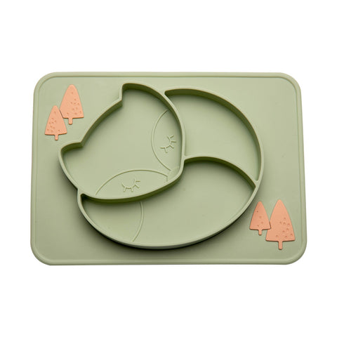 Silicone Baby Plate Food Grade Silicone Feeding Bowl Dining Plate  Cartoon Fox Dishes Suction Toddle Training Tableware Kid