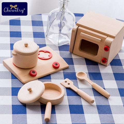 Wooden Kitchen Toys Beech Tea Pots Set Pretend Play Baby Toys For Kids Gift Wooden Cutlery Wooden Toddler Kitchen Kids Products