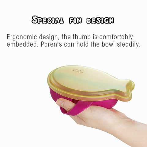 BC Babycare Baby Portable Divided Feeding Bowl with Matching Spoon Infant Toddles Food Lunch Box Double Slots Baby Feeding Bowl
