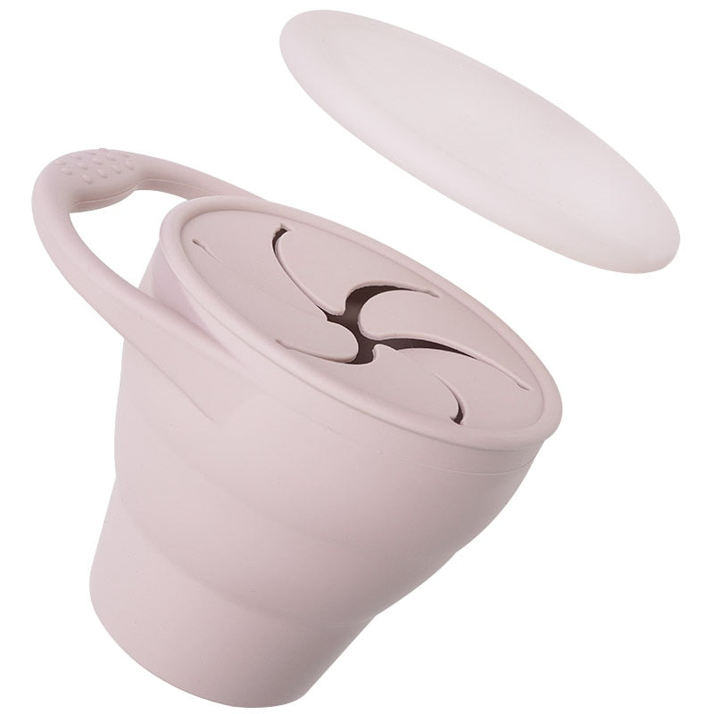 Solid Colors Baby Snack Cup Toddler Portable Food Storage Box BPA Free Silicone Snacks Container With Lid