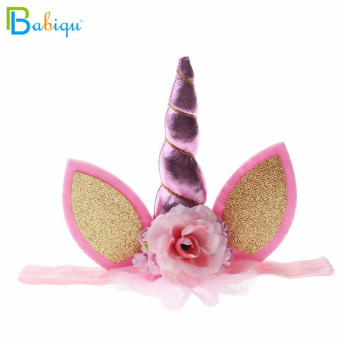 Babiqu 1pc Lovely Elastic Flower Lace Unicorn Horn Decoration Girls Decorative Party Decoration Halloween Costume Plush Toy