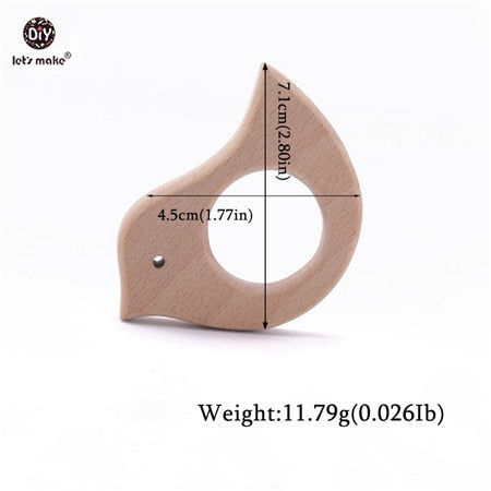 Let&#39;s Make Baby Teether Animal Beech Wood Rings 10PCS Bird Unicorn  DIY Accessories  Teething Toys Baby Products Wooden Teethers