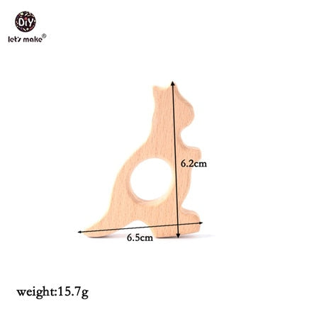 Let&#39;s Make Baby Teether Animal Beech Wood Rings 10PCS Bird Unicorn  DIY Accessories  Teething Toys Baby Products Wooden Teethers