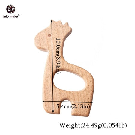 Let&#39;s Make Baby Teether Animal Beech Wood Rings 10PCS Bird Unicorn  DIY Accessories  Teething Toys Baby Products Wooden Teethers