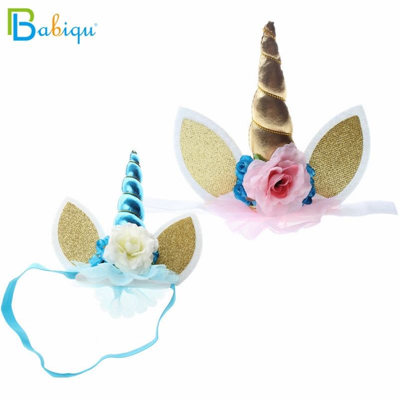 Babiqu 1pc Lovely Elastic Flower Lace Unicorn Horn Decoration Girls Decorative Party Decoration Halloween Costume Plush Toy