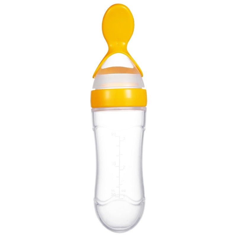 Baby Feeder Silicone Baby Food Dispensing Spoon Toddler Feeding Bottle with Spoon Feeding Rice Cereal Feeding Spoon For Infant