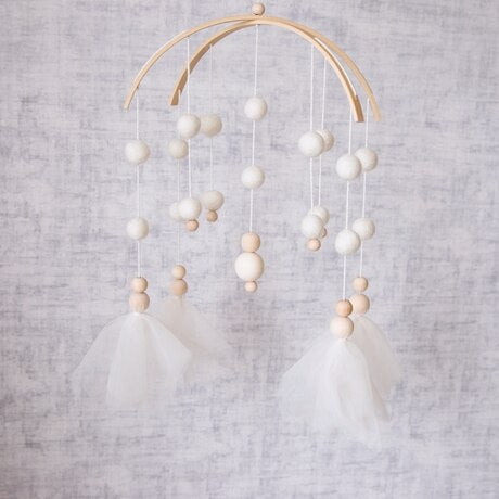 Baby Toys Wooden Baby Rattles Mobile Wool Ball Wind Chimes Bell Toys For Nerbown Bed Hanging Tent Decor Nursing Baby Products