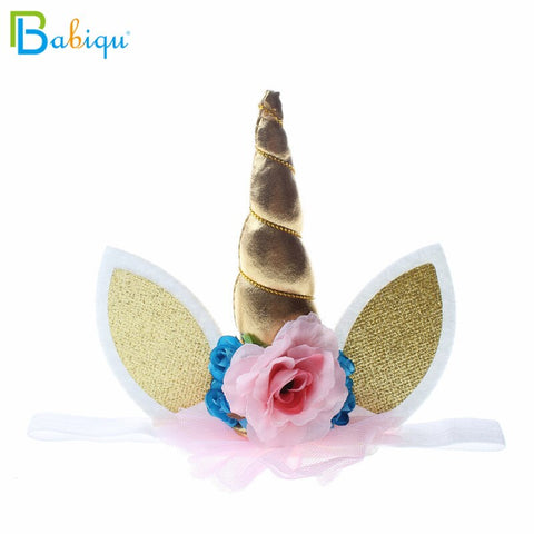 Babiqu 1pc Lovely Elastic Flower Lace Unicorn Horn Decoration Girls Decorative Party Decoration Halloween Costume Plush Toy