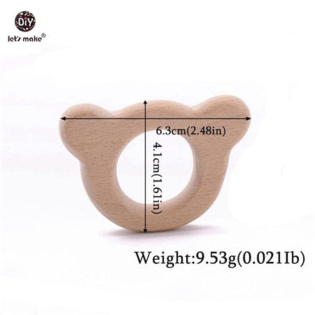 Let&#39;s Make Baby Teether Animal Beech Wood Rings 10PCS Bird Unicorn  DIY Accessories  Teething Toys Baby Products Wooden Teethers