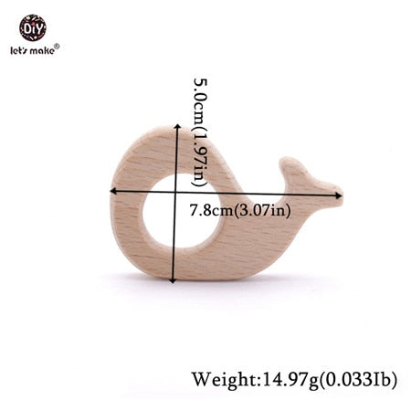 Let&#39;s Make Baby Teether Animal Beech Wood Rings 10PCS Bird Unicorn  DIY Accessories  Teething Toys Baby Products Wooden Teethers