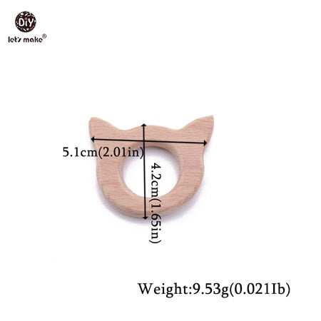 Let&#39;s Make Baby Teether Animal Beech Wood Rings 10PCS Bird Unicorn  DIY Accessories  Teething Toys Baby Products Wooden Teethers