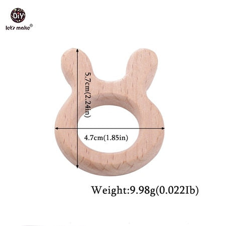 Let&#39;s Make Baby Teether Animal Beech Wood Rings 10PCS Bird Unicorn  DIY Accessories  Teething Toys Baby Products Wooden Teethers