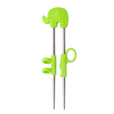 2Pairs Children Chopsticks For Kids Baby Staniless Steel Cartoon Learning Reusable Training Helper Chopsticks Home Baby Products