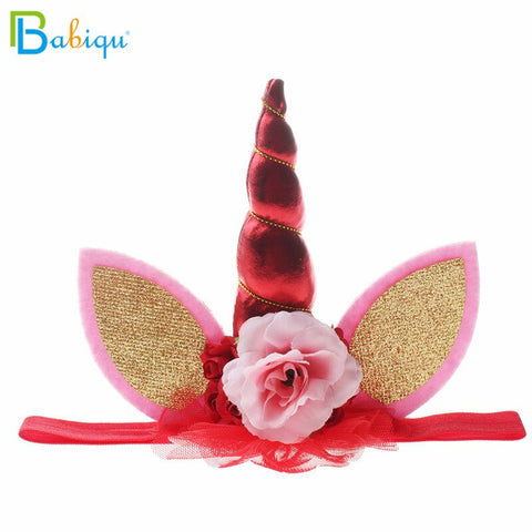 Babiqu 1pc Lovely Elastic Flower Lace Unicorn Horn Decoration Girls Decorative Party Decoration Halloween Costume Plush Toy