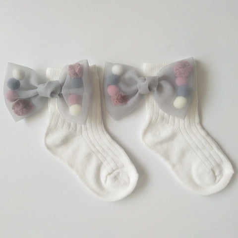 New Baby Girls Socks With Bows Toddlers Infants Cotton Ankle Socks Beading Baby Girls Princess Sock Cute Children Socks