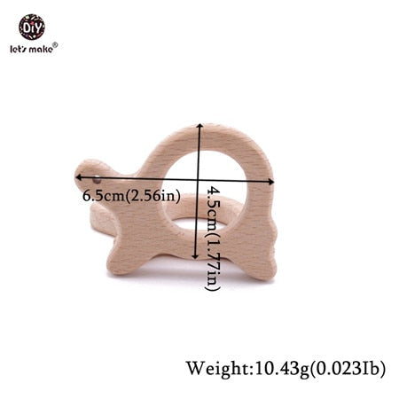 Let&#39;s Make Baby Teether Animal Beech Wood Rings 10PCS Bird Unicorn  DIY Accessories  Teething Toys Baby Products Wooden Teethers