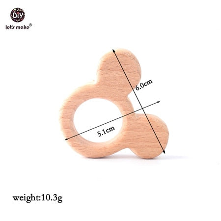 Let&#39;s Make Baby Teether Animal Beech Wood Rings 10PCS Bird Unicorn  DIY Accessories  Teething Toys Baby Products Wooden Teethers