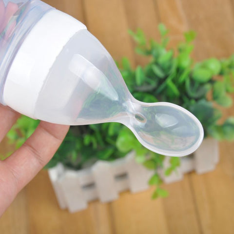 Newborn Baby Squeezing Feeding Bottle Silicone Training Rice Spoon Infant Cereal Food Supplement Feeder Safe Tableware Tools