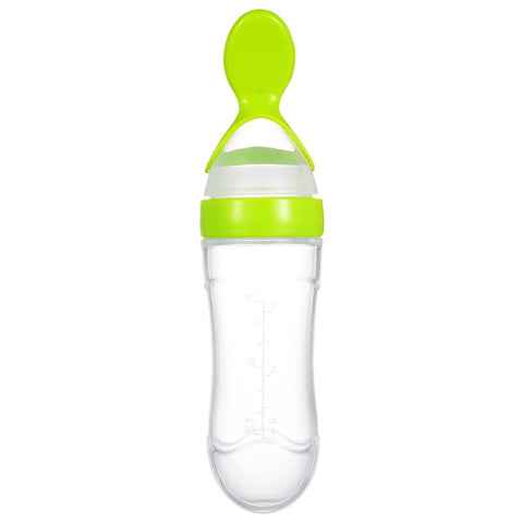 Baby Feeder Silicone Baby Food Dispensing Spoon Toddler Feeding Bottle with Spoon Feeding Rice Cereal Feeding Spoon For Infant