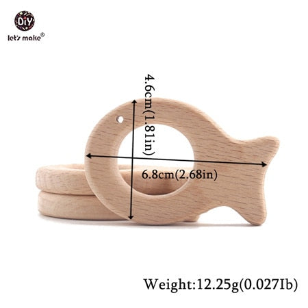Let&#39;s Make Baby Teether Animal Beech Wood Rings 10PCS Bird Unicorn  DIY Accessories  Teething Toys Baby Products Wooden Teethers