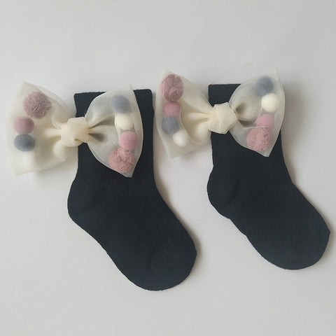 New Baby Girls Socks With Bows Toddlers Infants Cotton Ankle Socks Beading Baby Girls Princess Sock Cute Children Socks