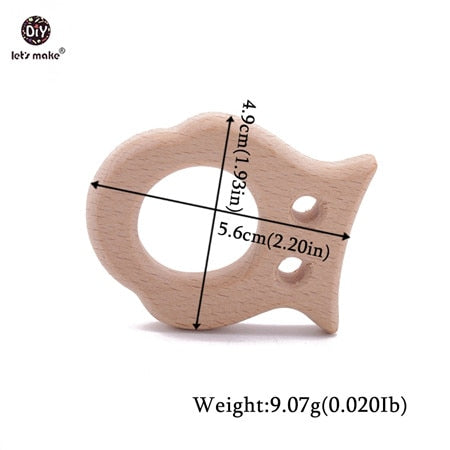 Let&#39;s Make Baby Teether Animal Beech Wood Rings 10PCS Bird Unicorn  DIY Accessories  Teething Toys Baby Products Wooden Teethers