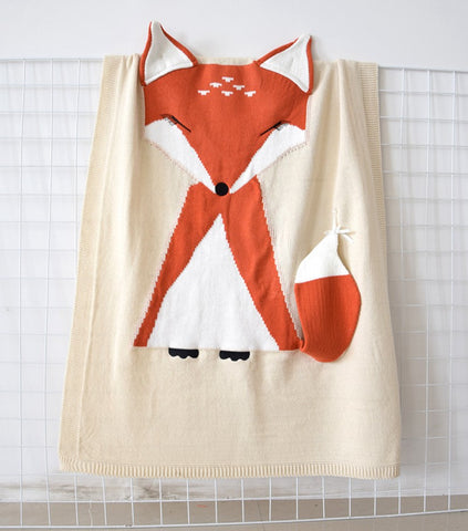 MOTOHOOD Fox Ear Baby Blankets Newborn Muslin Swaddle Knitted Blankets Swaddle Wrap Cute Infant Baby Quilt Stuff For Newborn