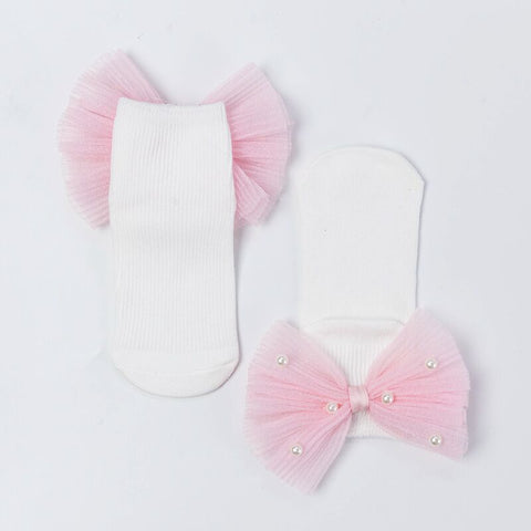 New Baby Girls Socks With Bows Toddlers Infants Cotton Ankle Socks Beading Baby Girls Princess Sock Cute Children Socks
