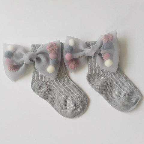 New Baby Girls Socks With Bows Toddlers Infants Cotton Ankle Socks Beading Baby Girls Princess Sock Cute Children Socks