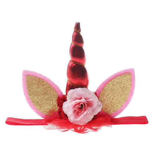 Babiqu 1pc Lovely Elastic Flower Lace Unicorn Horn Decoration Girls Decorative Party Decoration Halloween Costume Plush Toy
