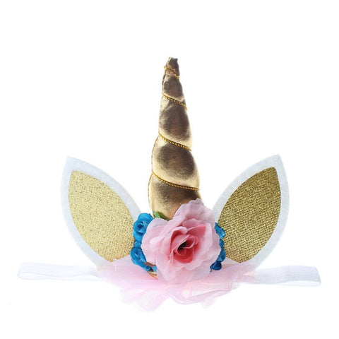 Babiqu 1pc Lovely Elastic Flower Lace Unicorn Horn Decoration Girls Decorative Party Decoration Halloween Costume Plush Toy