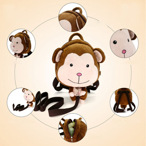 Baby Safety Harness Walker Strap Anti lost Children Backpack Cute Cartoon Animal Traction Rope Plush Infant With 100cm Rope