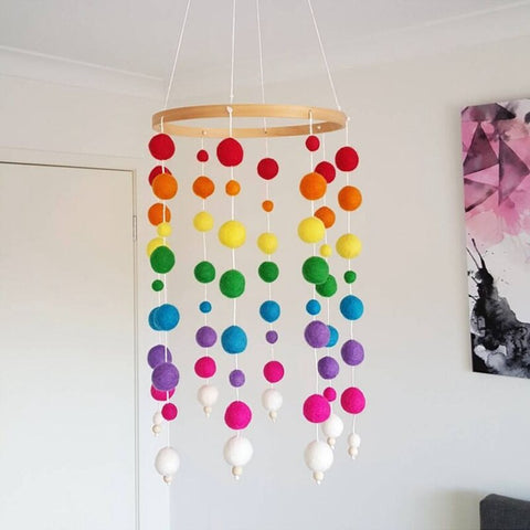 Baby Toys Wooden Baby Rattles Mobile Wool Ball Wind Chimes Bell Toys For Nerbown Bed Hanging Tent Decor Nursing Baby Products