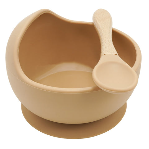 New Colors Feeding Set Food Grade Silicone Baby Bowl Set Non-silp Suction Bowl Spoon Kids Dinnerware BPA Free Tableware Dropship