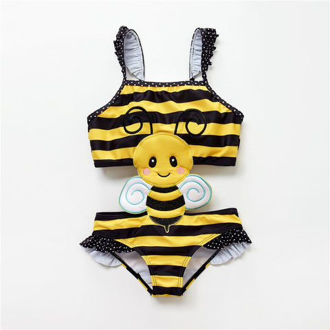 Honeyzone Summer Baby Girl Swimsuit Fused Polyester Spandex Cute Animal Kids Swimwear Baby Bikini Girl 1T-8T swimwear child
