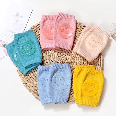 Baby Knee Pads Toddler Crawling Protector Toddler Legs Warmers Leg Protection Elbow Pads Baby Safety Cotton Non Slip Smiley