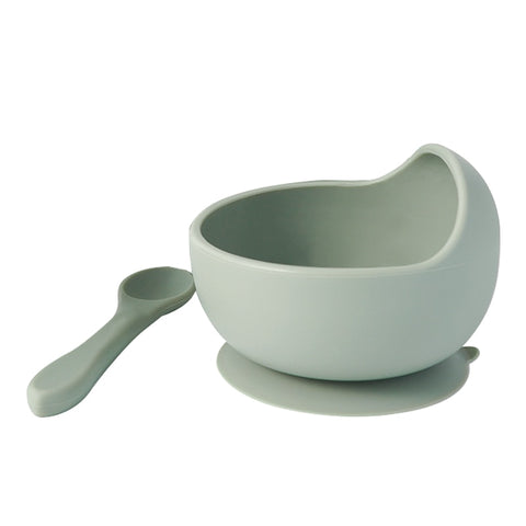 New Colors Feeding Set Food Grade Silicone Baby Bowl Set Non-silp Suction Bowl Spoon Kids Dinnerware BPA Free Tableware Dropship